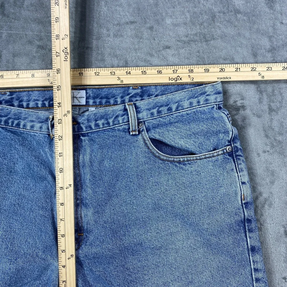 Vintage Calvin Klein Denim Shorts Mens 40 Blue Double Stone Wash Workwear Jeans